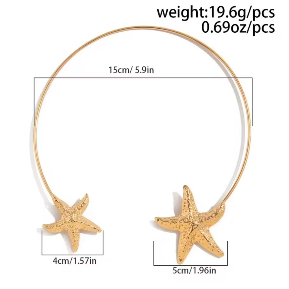Gold Starfish Bangle Necklace - Picture 6 of 7
